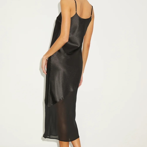 Drew Black Satin And Chiffon Slip Dress - Picture 3 of 4